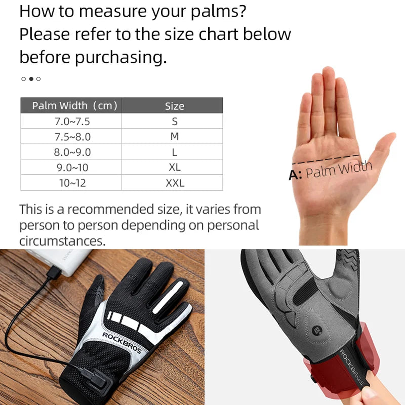 USB Heated Bicycle Gloves - Winter Warmth and Touch Screen