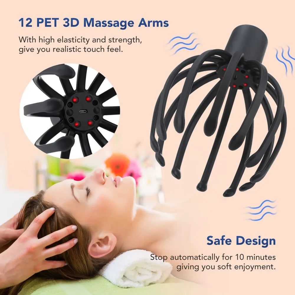 Electric Octopus Claw Scalp Massager for Stress Relief