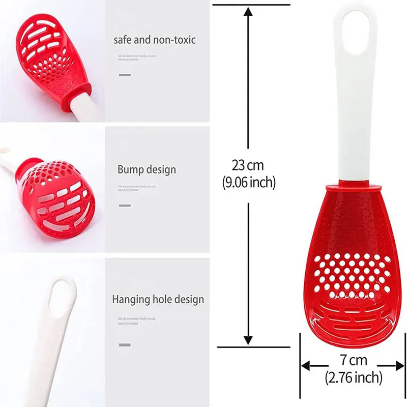 Multifunctional Cooking Spoon with Innovative Potato and Garlic Press