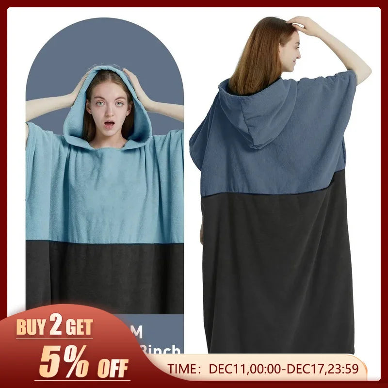 Quick-Dry Microfiber Surf Poncho Towel for Adults