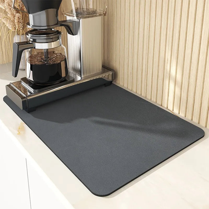 Gwong Draining Mat Flexible Anti-scratch Food Grade Kitchen Self Draining  Silicone Drying Mat Home Supplies(Coffee,L) 