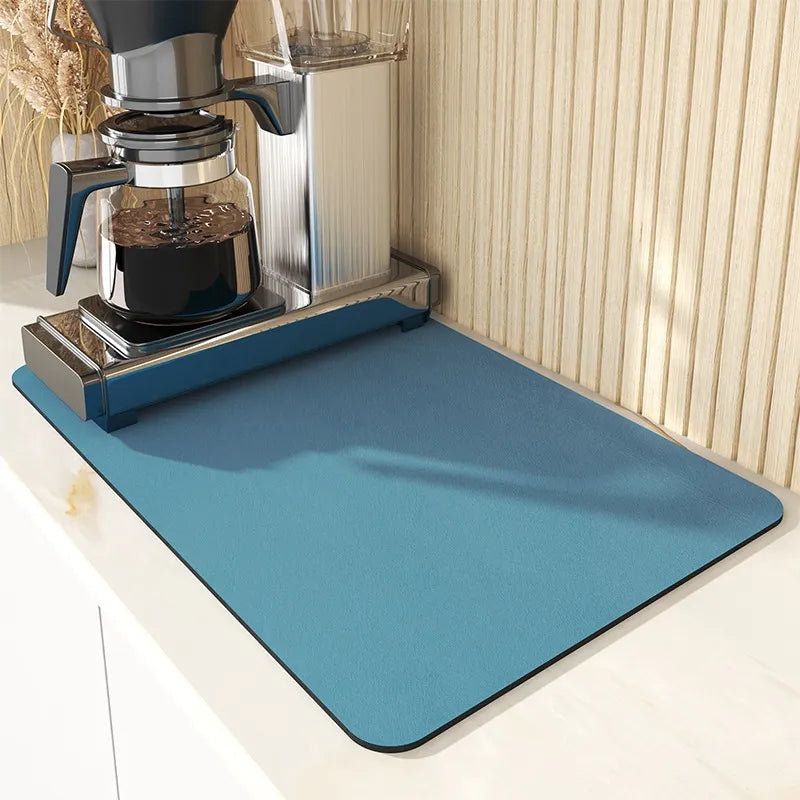 Super Absorbent Coffee Dish Mat Kitchen Counter Draining Pad Quick Drain  Tool for Bathroom Sink Waterproof Non-slip