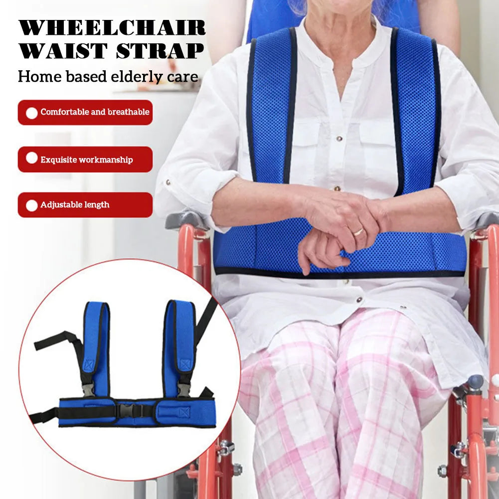 Wheelchair Fall Prevention Safety Seat Belt with Shoulder Fixing Straps for Elderly Patients
