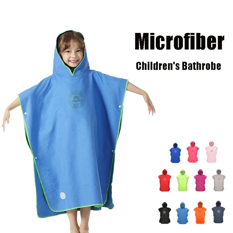 Hooded Microfiber Swim Cover-ups for Kids - Quick Dry Beach Poncho Towels