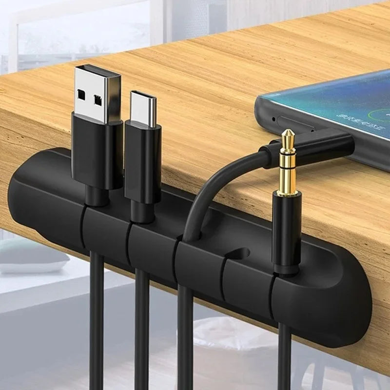 Adhesive Cable Winder Clips for Desk Organization