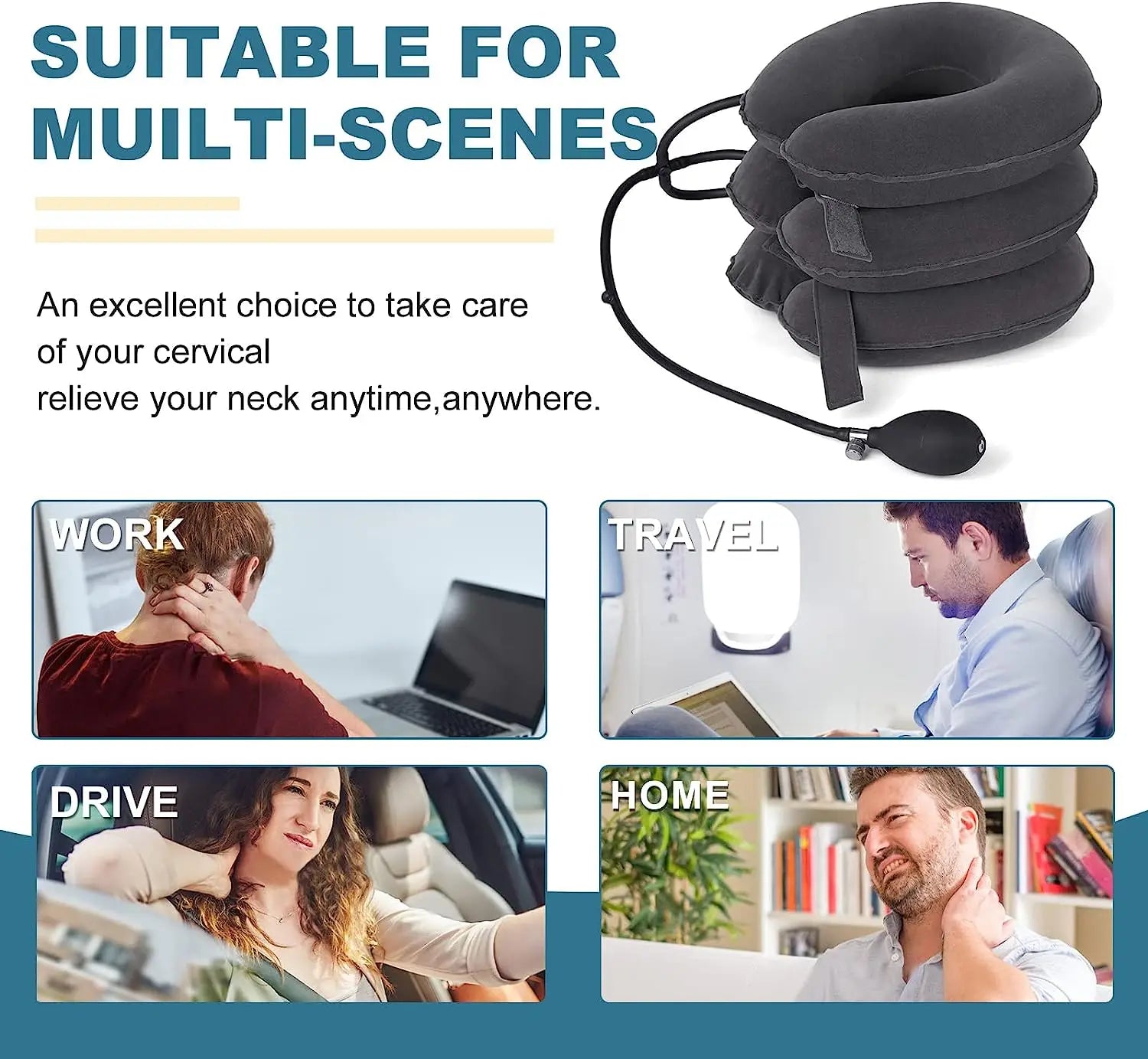 Inflatable Cervical Traction Collar for Neck & Shoulder Pain Relief