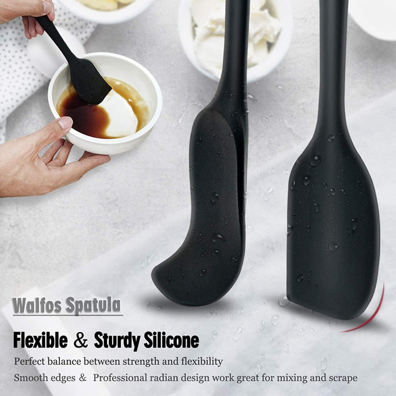 Walfos Non-Stick Butter Cooking Silicone Spatula Set - Heat-Resistant Kitchen Scraper Spatulas