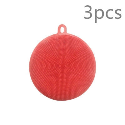 Silicone Dish Washing Scrubber or Place Mat (x3)