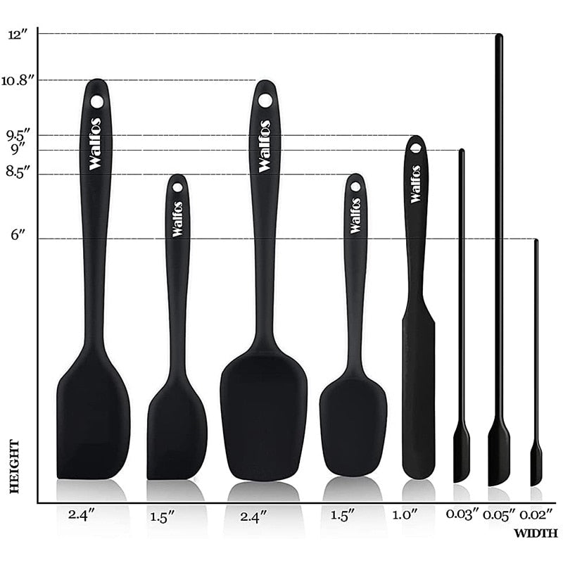 Walfos Non-Stick Butter Cooking Silicone Spatula Set - Heat-Resistant Kitchen Scraper Spatulas