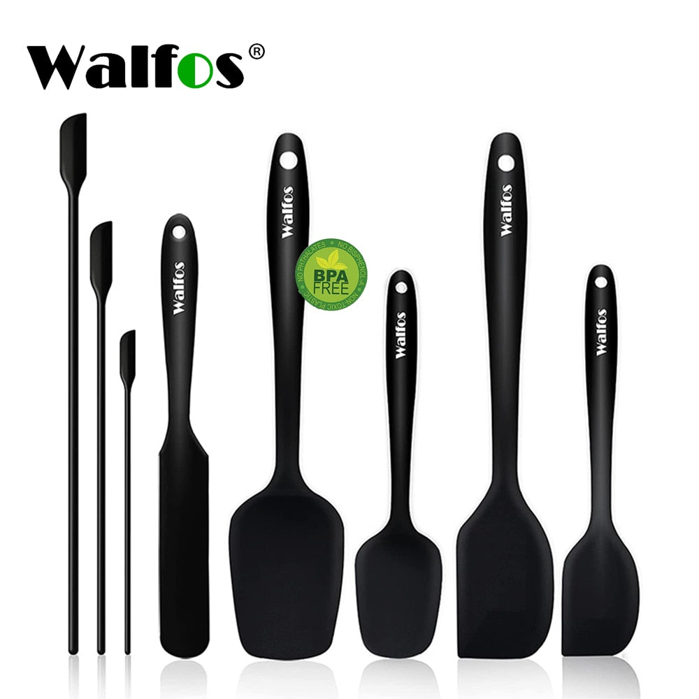 Walfos Non-Stick Butter Cooking Silicone Spatula Set - Heat-Resistant Kitchen Scraper Spatulas