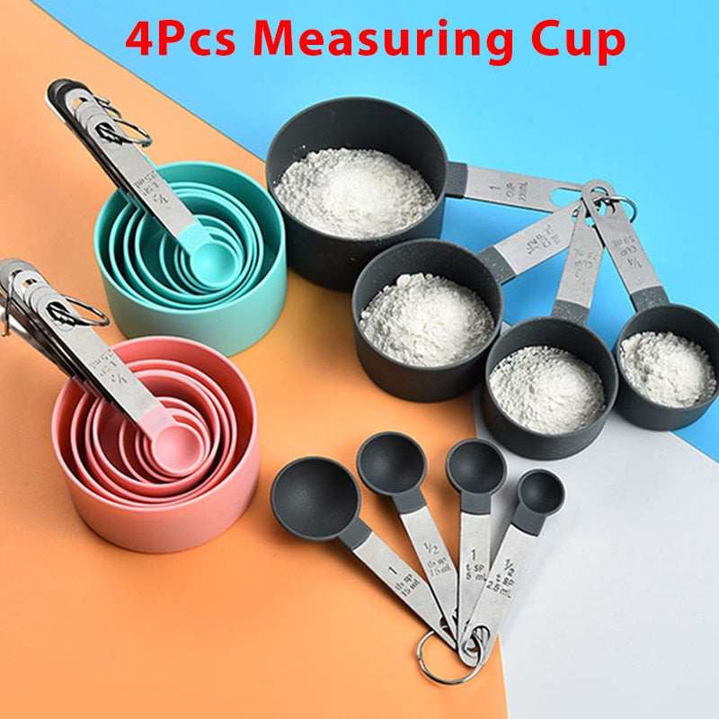 Stainless Steel Handle Measuring Spoon and Cup Set - Baking Kitchen Tools