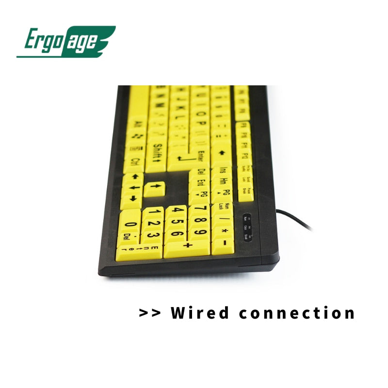 Large Print Lettered Keyboard - Wired (Black & Yellow)