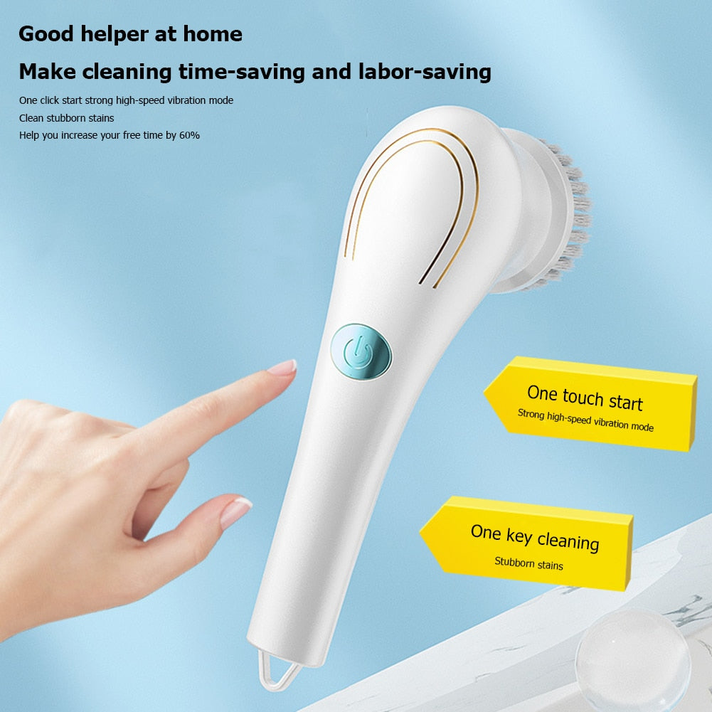 5 In 1 Multifunctional Wireless Electric Cleaning Brush Kitchen Dishwashing  Brush Sink Cleaning Tool Toilet Tub Cleaning Electric Brush Scrubber  Household Tools