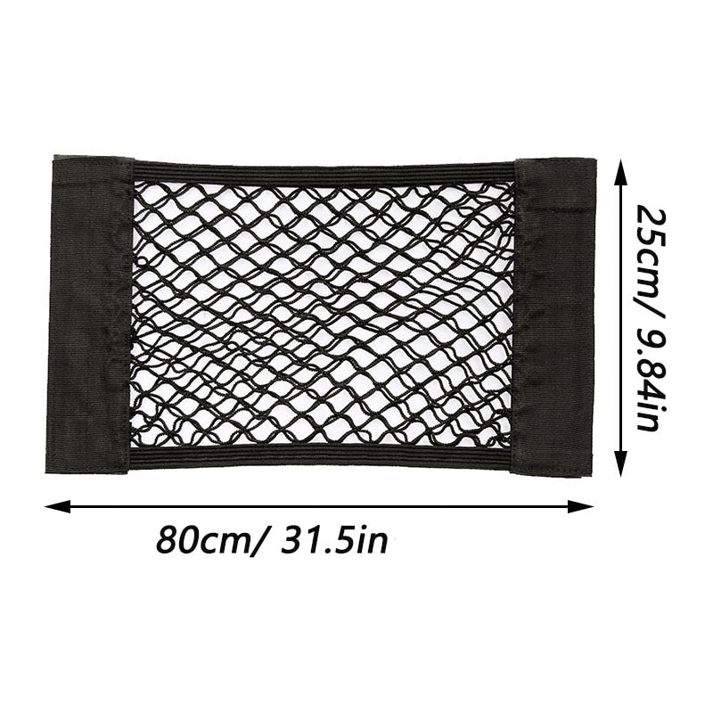 Car Rear Trunk Storage Net - Elastic Mesh Bag with Magic Sticker