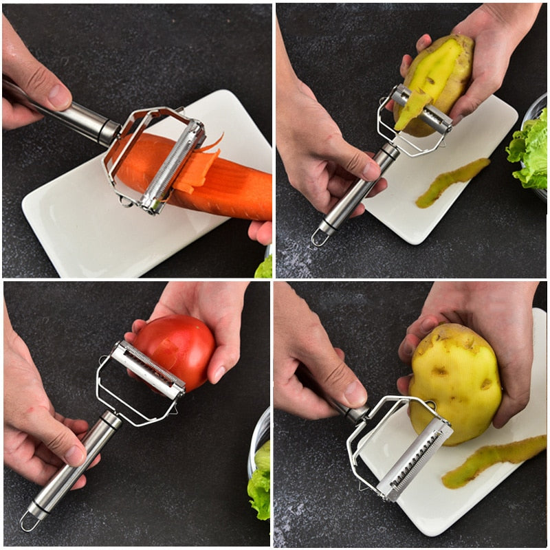 Multi-Function Stainless Steel Vegetable Cutter and Peeler - Sharp and Rust-Resistant Kitchen Tool