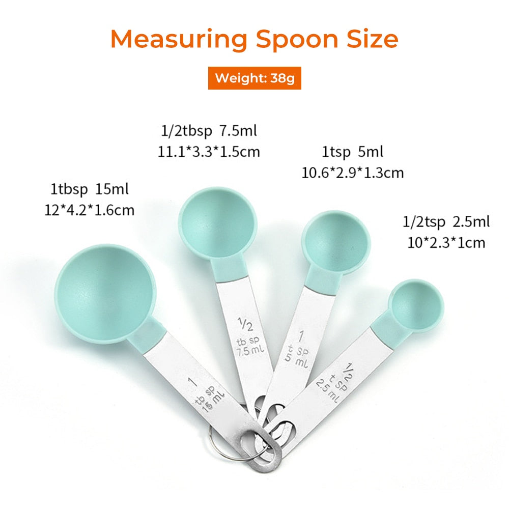 Stainless Steel Handle Measuring Spoon and Cup Set - Baking Kitchen Tools