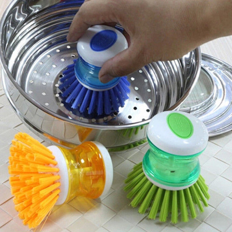 Kitchen Dishwashing Brush with Soap Storage