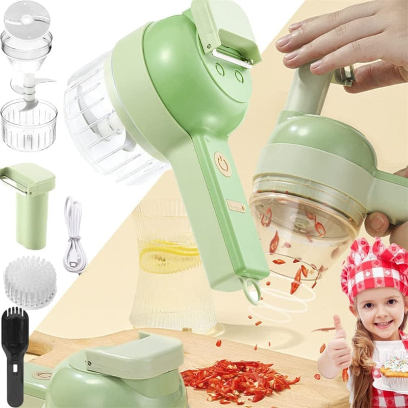 4-in-1 Multifunctional Electric Vegetable Cutter and Garlic Chopper