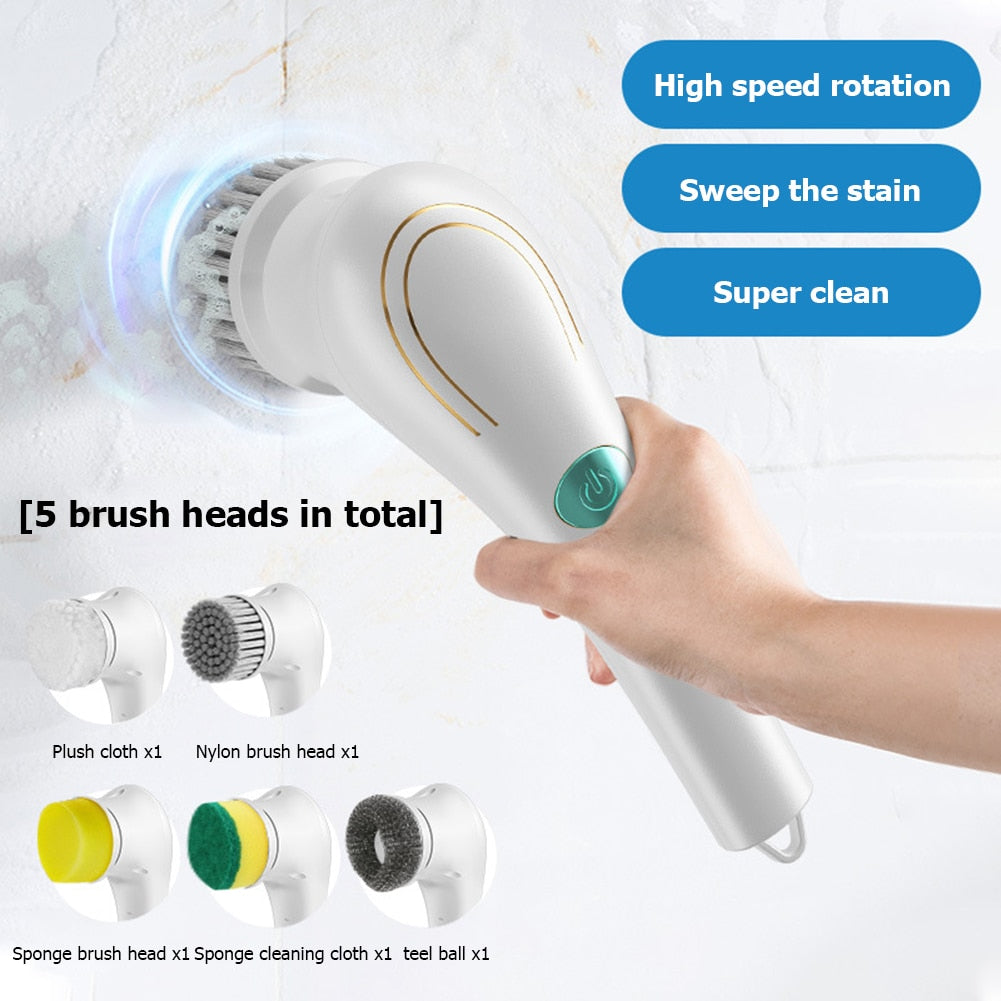 Kitchen Electric Cleaning Brush Bathroom Dishwashing Cleaning Tool USB  Handheld Bathtub Tile Brush Electric Brush Cleaner