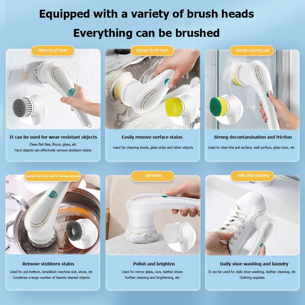 7 In 1 Multifunctional Electric Cleaning Brush USB Rechargeable