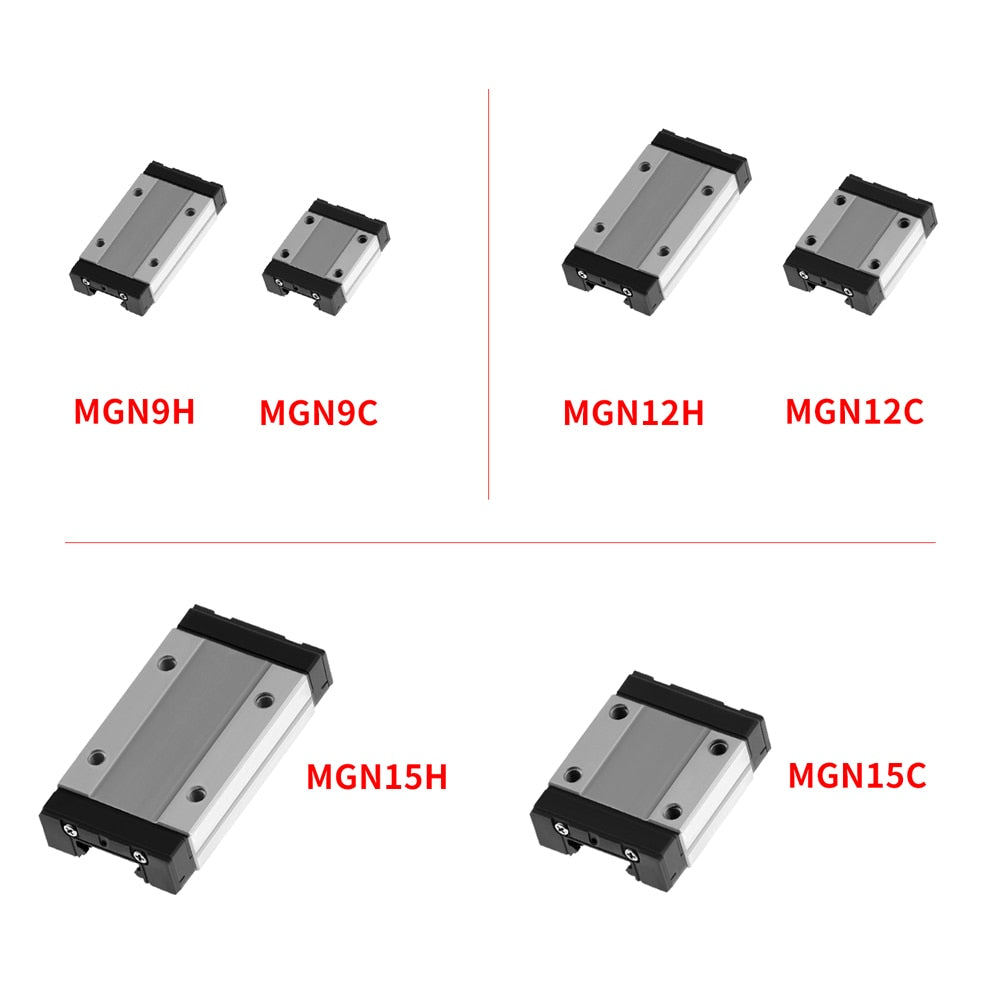 MGN9/MGN12 Miniature Linear Guide Rail - Various Length Options with Carriage